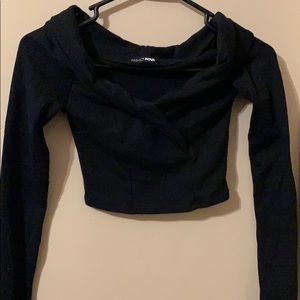 Long sleeve off the shoulder